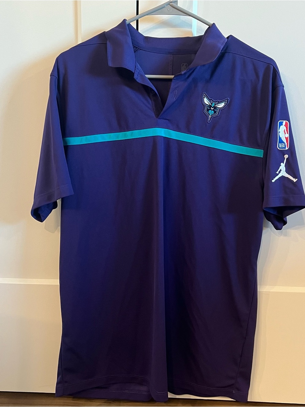 NBA Purple Polo Shirt with Teal Stripe